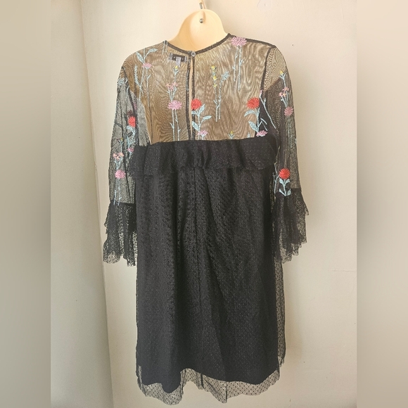 K/Lab Black Women's L Long Sleeve Bishop Sundress - Picture 2 of 8